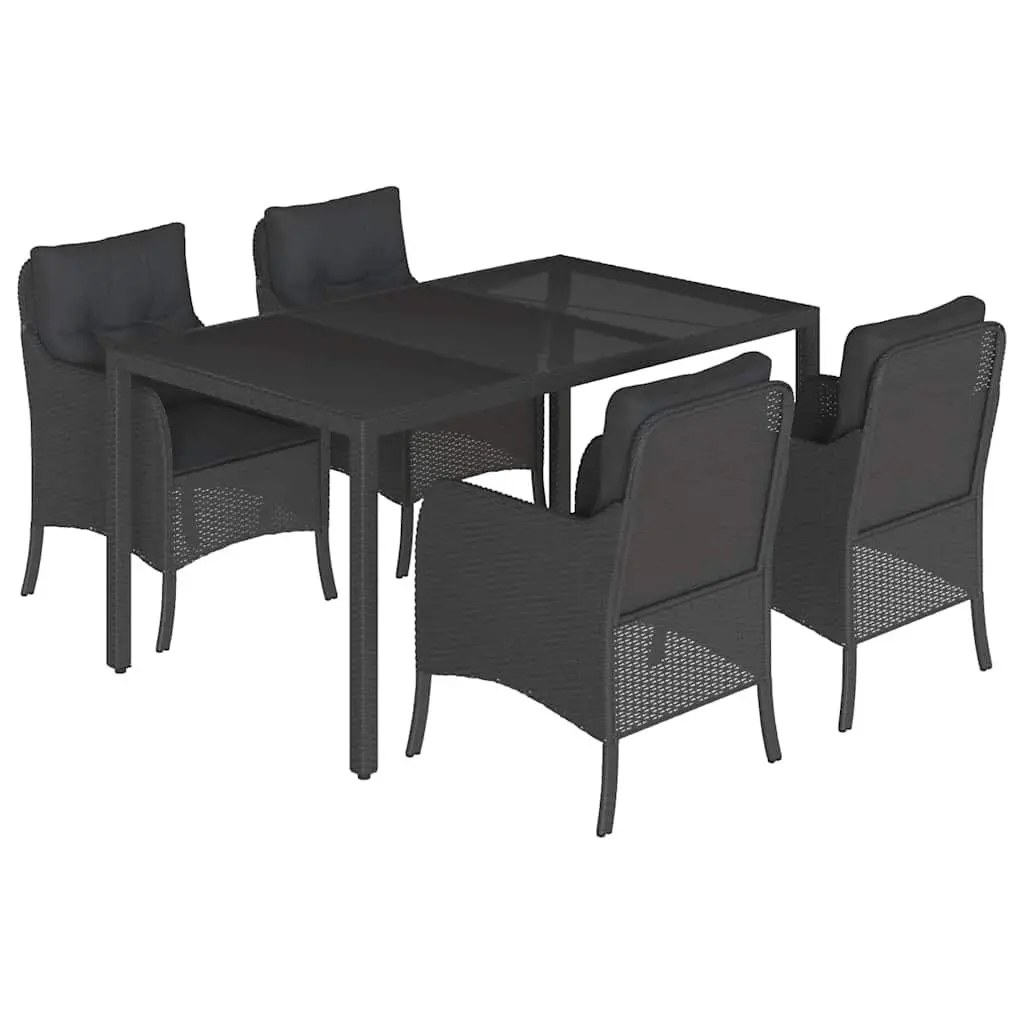 Outdoor Dining Set PE Rattan 5 Piece Garden Furniture with Cushions