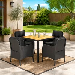 Friendly 5 Piece Black Dining Set for Your Garden