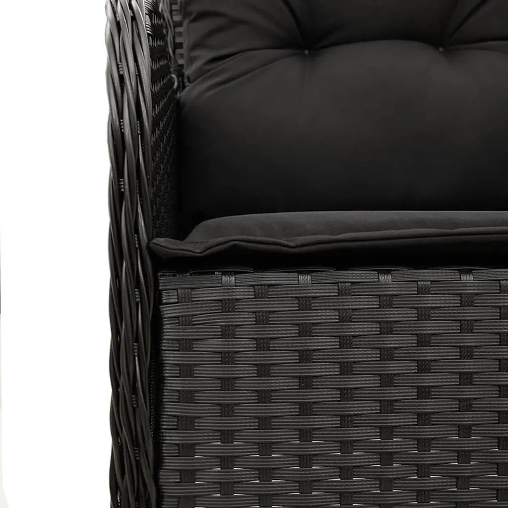 Outdoor Dining Set 7 Piece Black Poly Rattan with Cushions