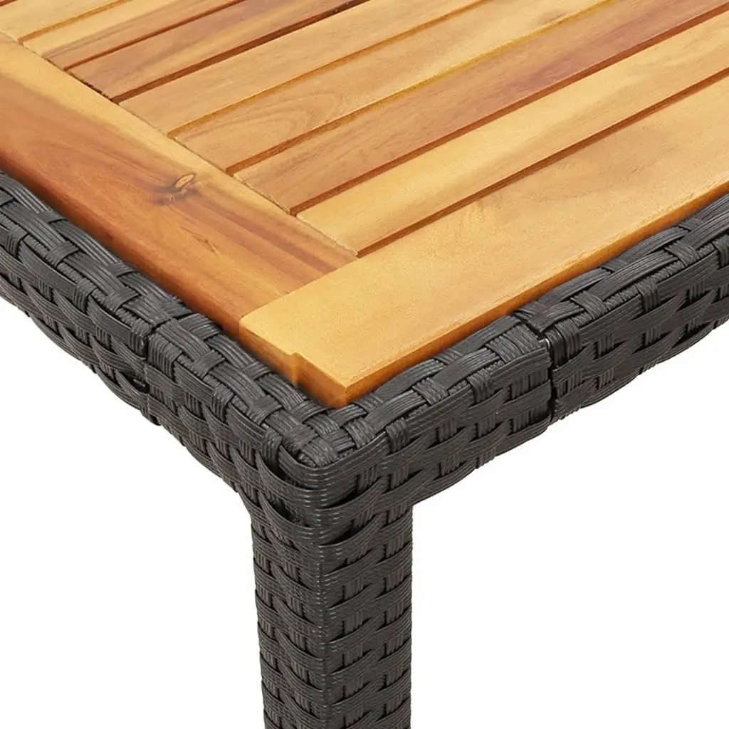 Outdoor Dining Set 7 Piece Black Poly Rattan with Cushions