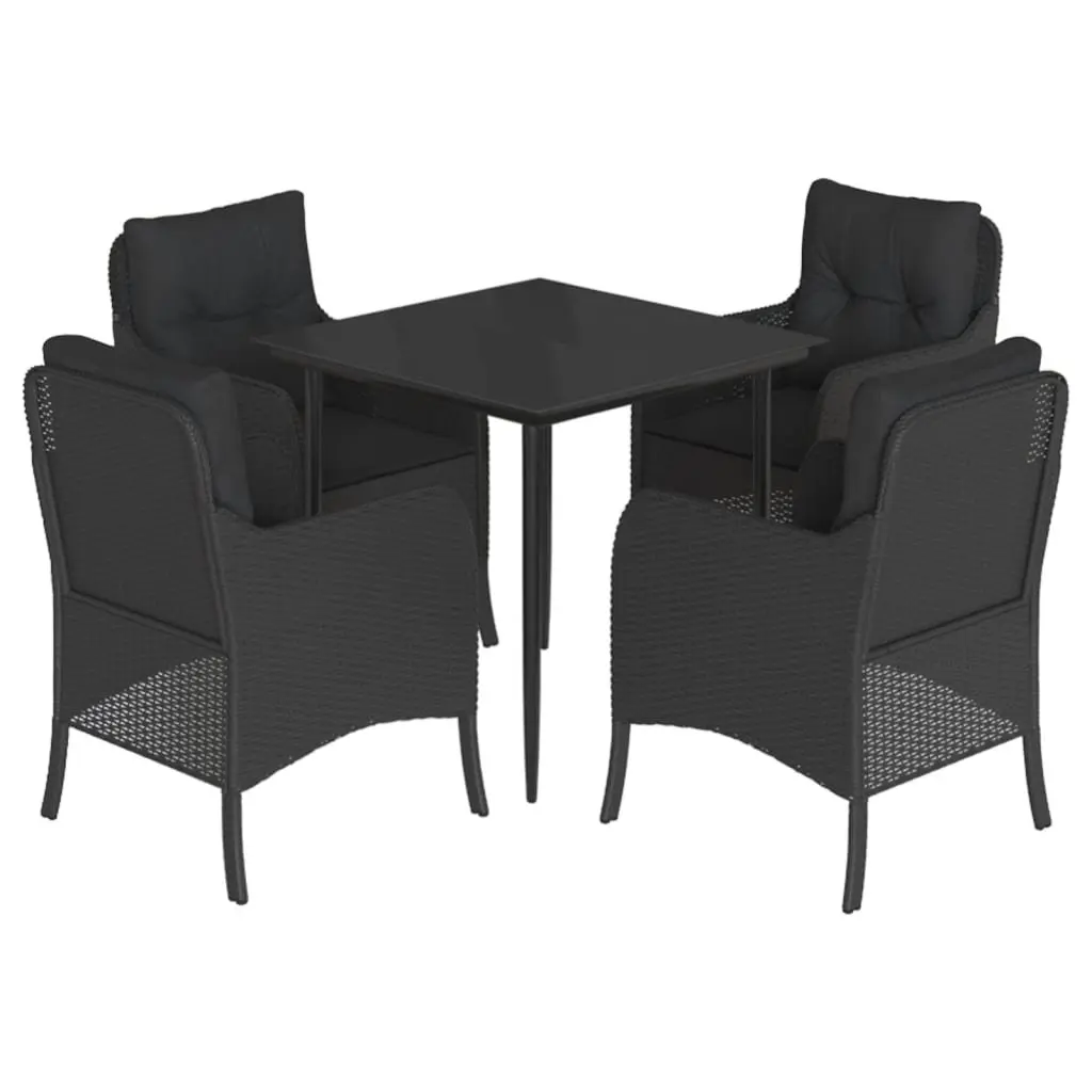 Garden Dining Set 5 Piece Outdoor Furniture Patio Table Chairs Cushions Black
