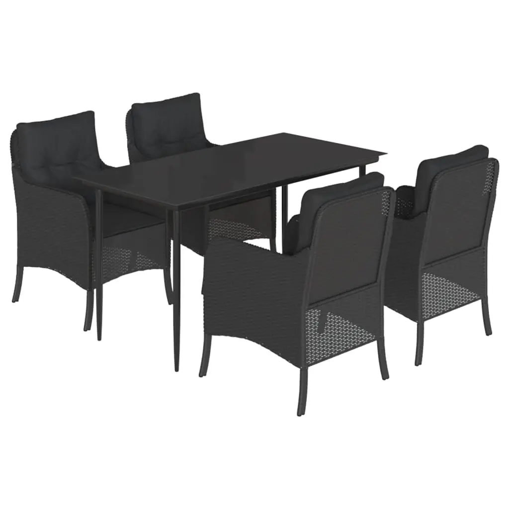 Garden Dining Set 5 Piece Outdoor Furniture Patio Table Chairs with Cushions Black