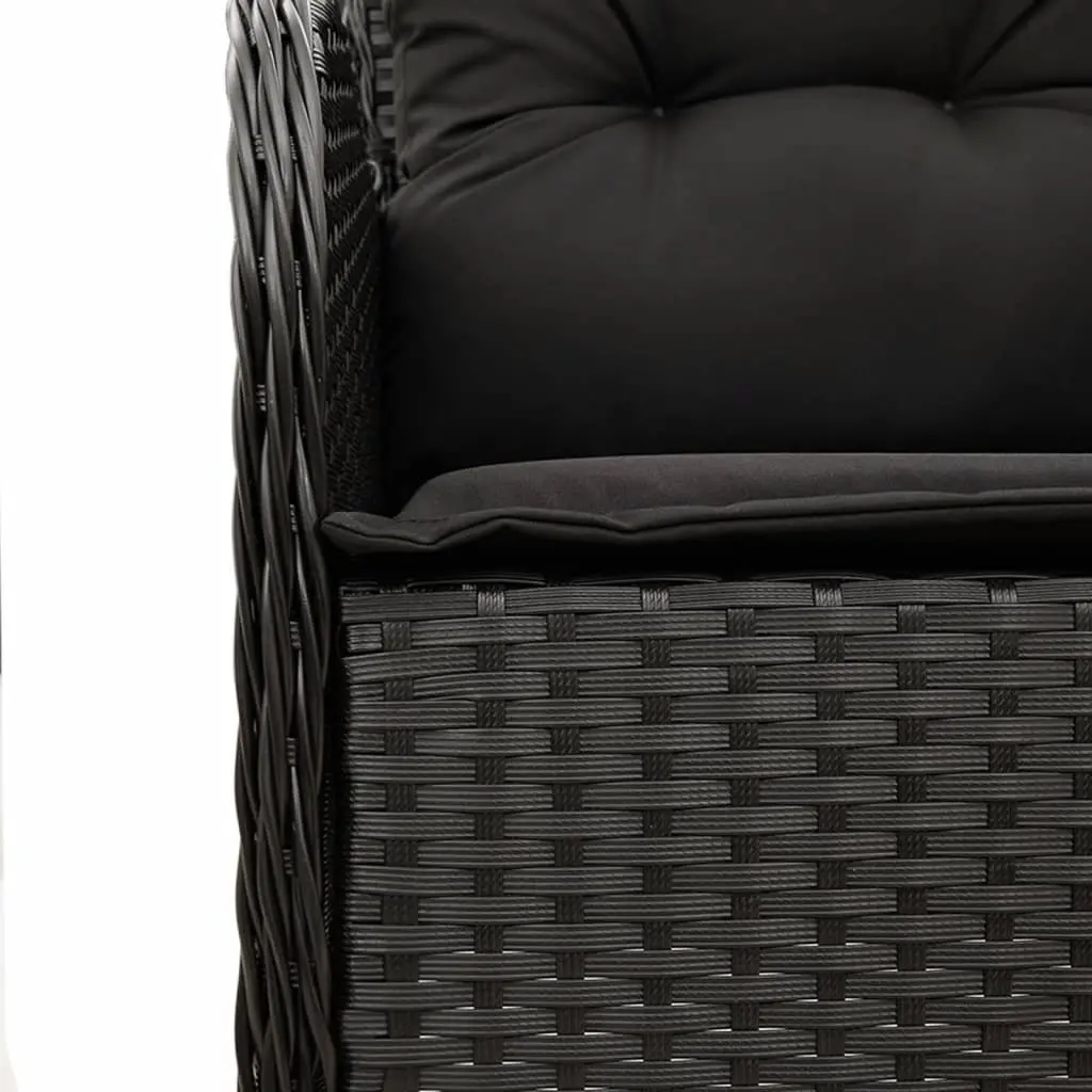 Outdoor Dining Set 7 Piece Garden Patio Furniture Black Poly Rattan with Cushions