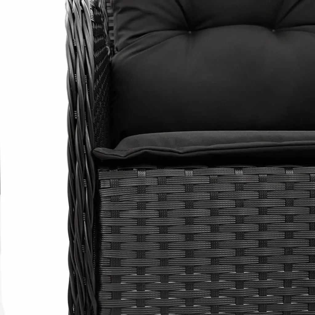 Outdoor Dining Set Black Poly Rattan 3 Piece with Cushions