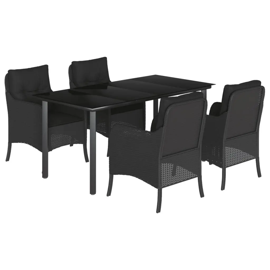 Garden Dining Set 5 Piece Outdoor Patio Furniture with Cushions Black