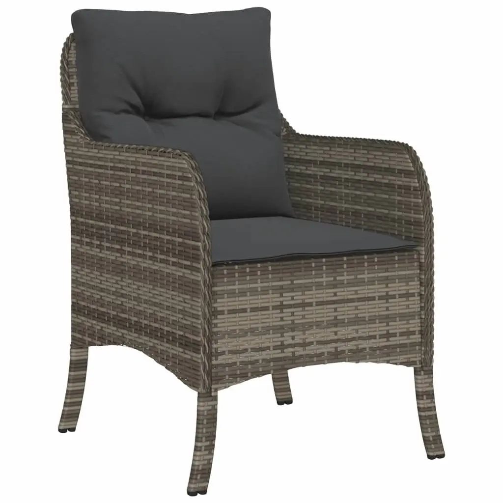 Outdoor Dining Set Grey Poly Rattan 3 Piece Garden Furniture Table Chairs
