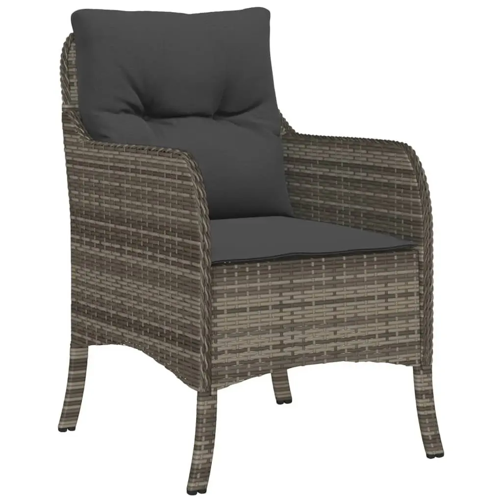 Garden Dining Set 5 Piece Outdoor Furniture Grey PE Rattan Table Chairs with Cushions