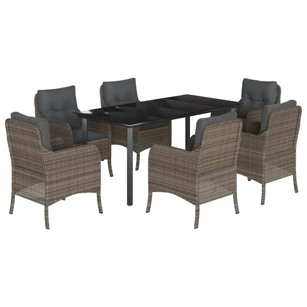 Garden Dining Set 7 Piece Outdoor Furniture Grey Table Chairs Cushions