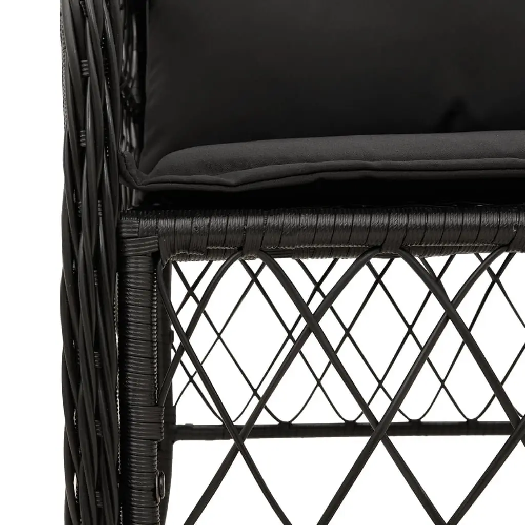Outdoor Bistro Set Poly Rattan Garden Furniture Black 3 Piece