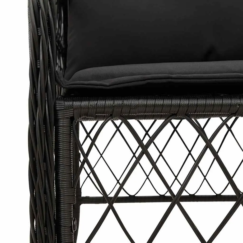 Outdoor Dining Set 5 Piece Black Poly Rattan Garden Furniture with Cushions