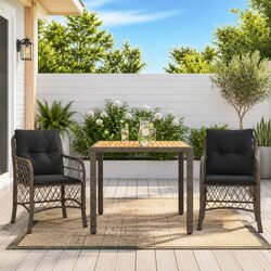 Friendly Grey 3 Piece Outdoor Bistro Set with Cushions
