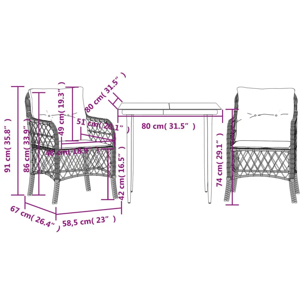 3 Piece Bistro Set for Outdoor Enjoyment