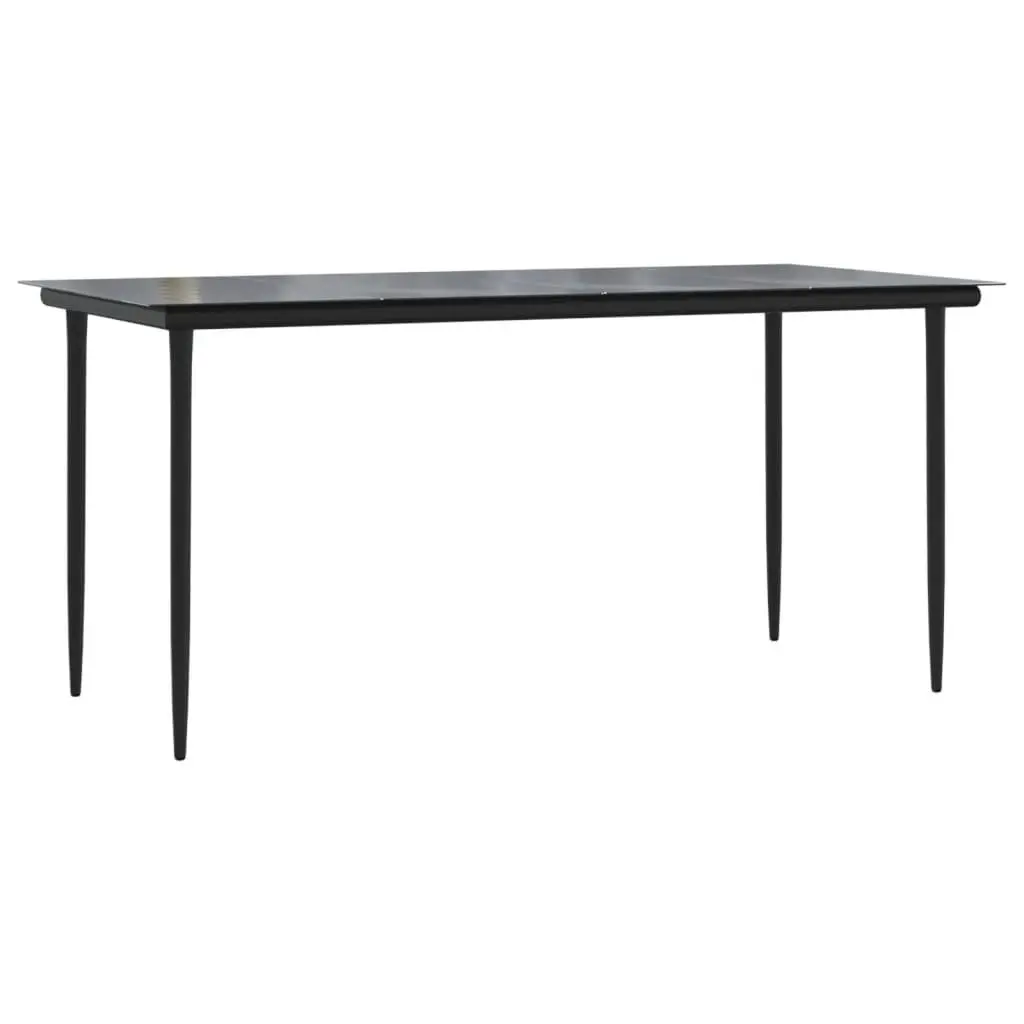 Outdoor Dining Set Black Poly Rattan 5 Piece with Cushions