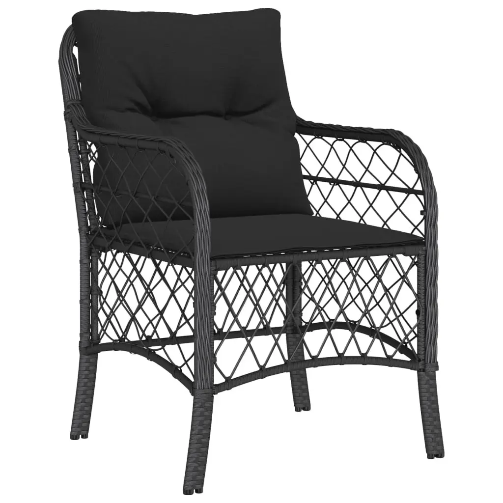 Outdoor Dining Set 5 Piece Black Poly Rattan Garden Furniture with Cushions