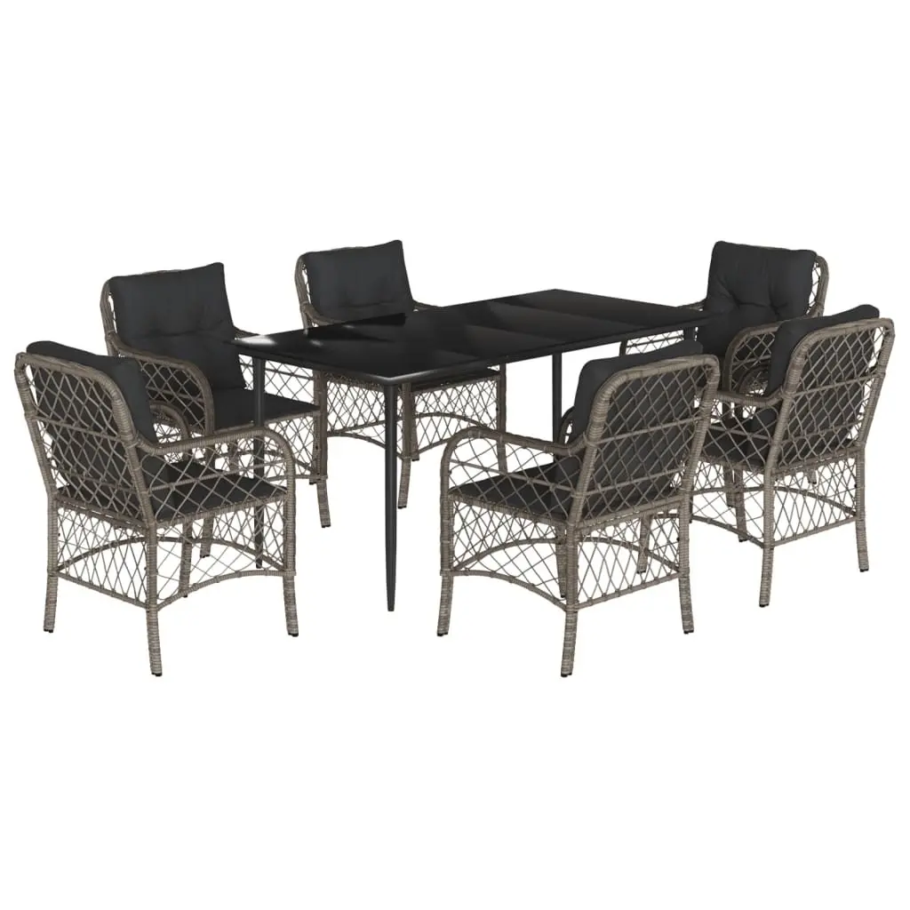 7 Piece Garden Dining Set Outdoor Patio Furniture with Cushions Grey
