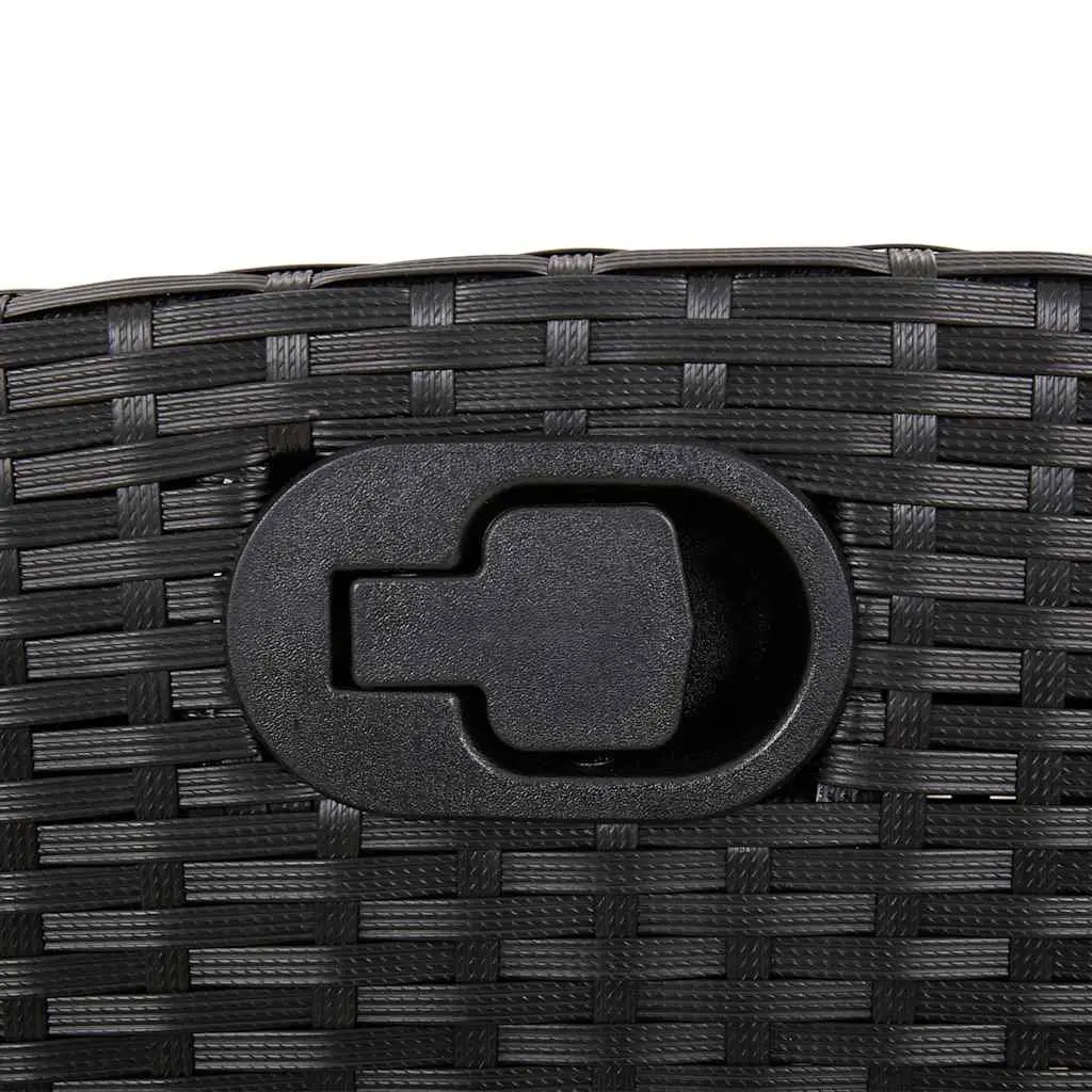 3 Piece Garden Dining Set Cushions Black Poly Rattan Outdoor Furniture