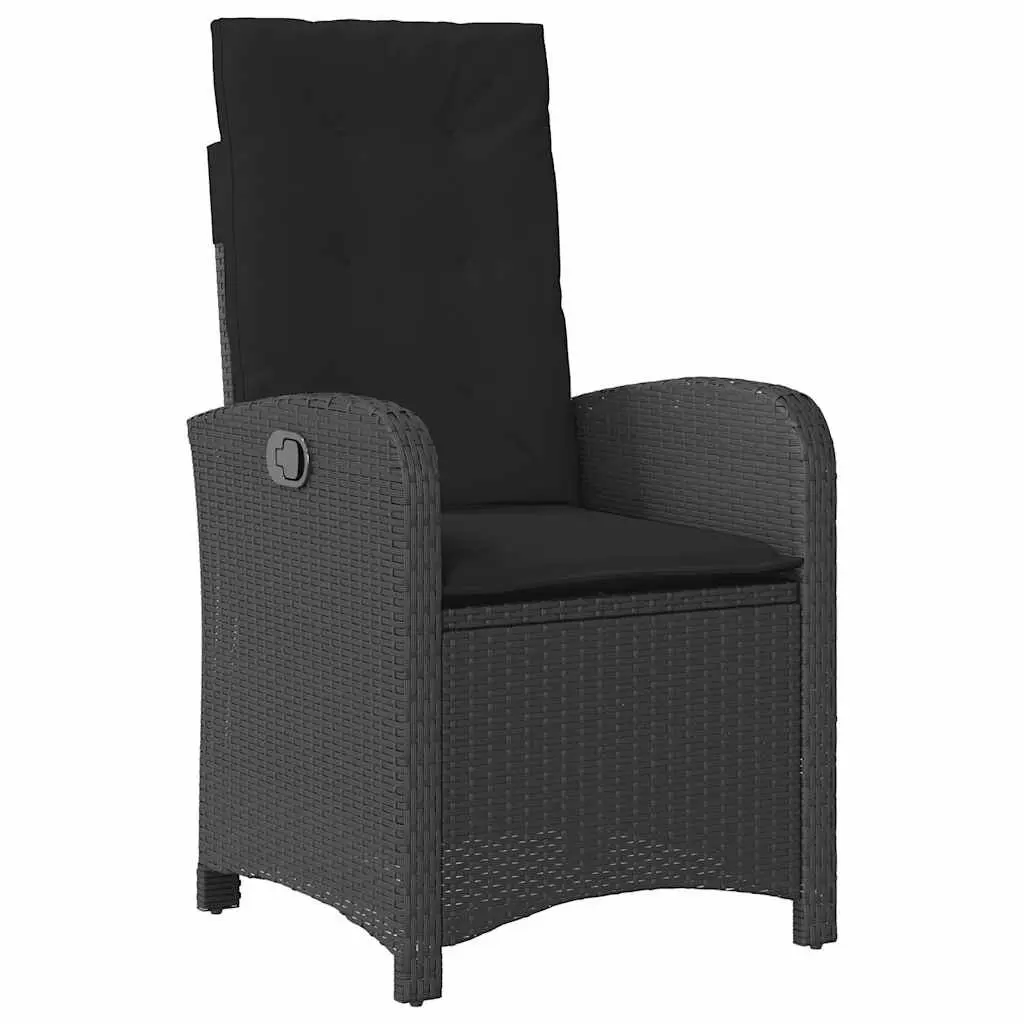 7 Piece Garden Dining Set Outdoor Furniture with Cushions Black Poly Rattan