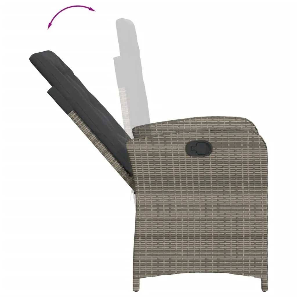 Garden Dining Set 5 Piece Outdoor Furniture Grey Poly Rattan Adjustable Backrest