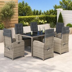 Friendly 7 Piece Grey Poly Rattan Outdoor Dining Set