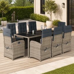 Your Ideal Outdoor Dining Set: 9 Piece Grey Rattan Set