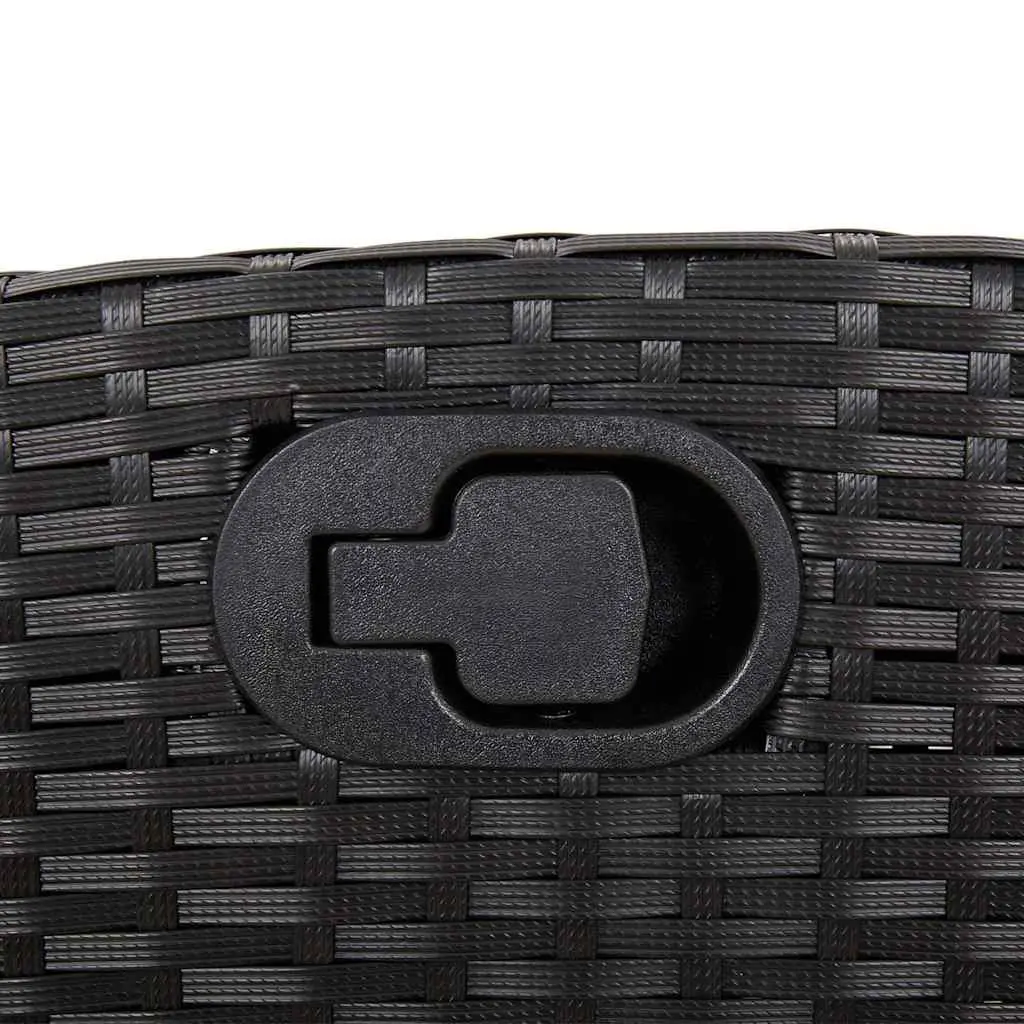 9 Piece Outdoor Dining Set Black Poly Rattan Cushions Tempered Glass Top