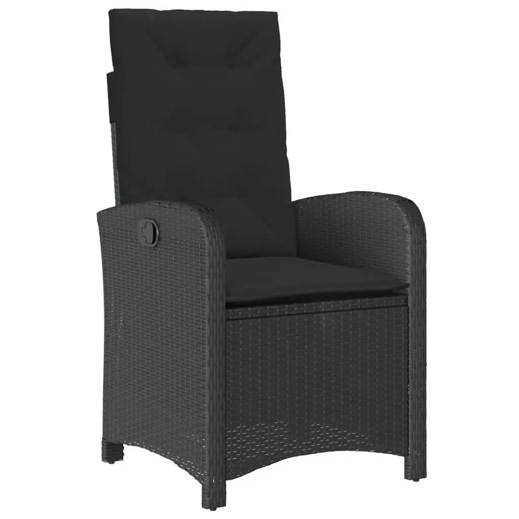 9 Piece Patio Dining Set Cushioned Chairs Table Durable Black Poly Rattan Outdoor Garden