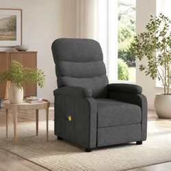 Massage Chair Dark Grey Fabric Reclining Electric Vibration 6 Points Relaxation