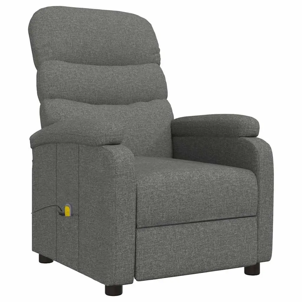 Massage Chair Dark Grey Fabric Reclining Electric Vibration 6 Points Relaxation