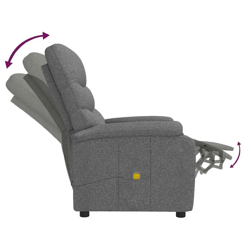 Massage Chair Dark Grey Fabric Reclining Electric Vibration 6 Points Relaxation