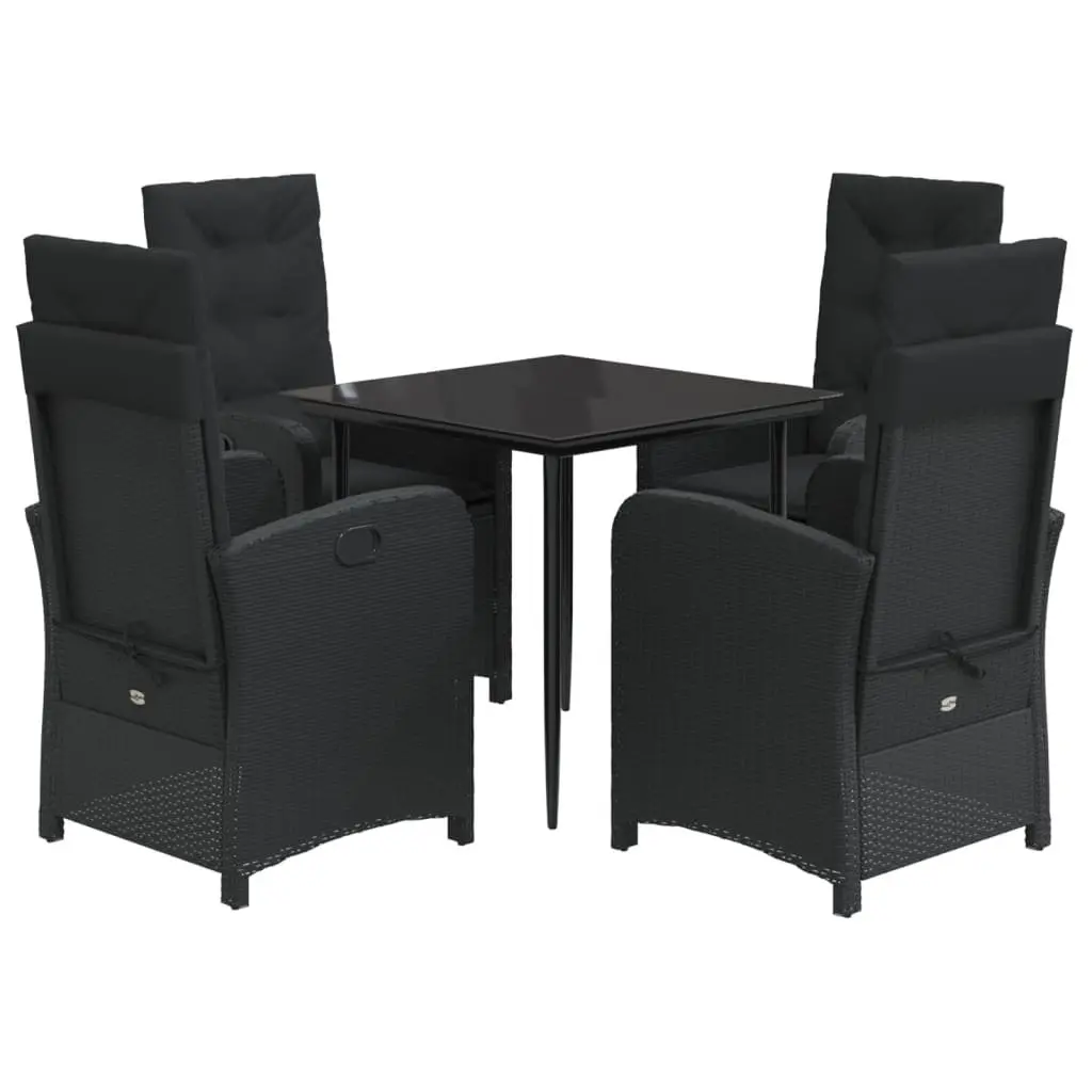 Outdoor Dining Set PE Rattan 5 Piece Adjustable Backrest Cushions