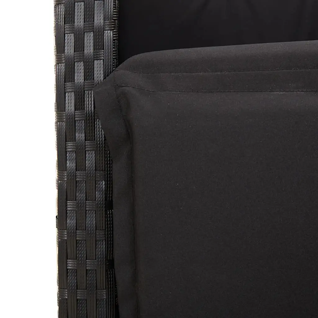 7 Piece Garden Dining Set Outdoor Patio Furniture Poly Rattan Black Cushions