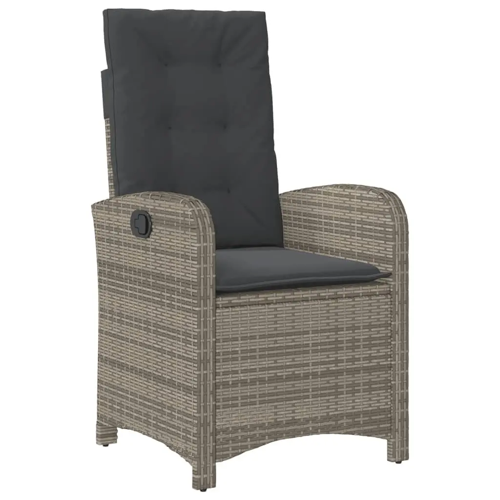 Garden Dining Set Grey Poly Rattan Cushions 3 Piece