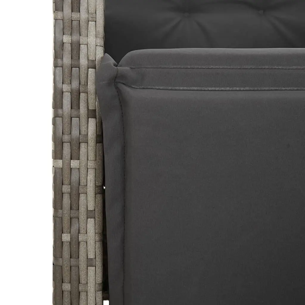 Garden Dining Set 5 Piece Grey Poly Rattan Outdoor Furniture with Padded Cushions and Tempered Glass Tabletop