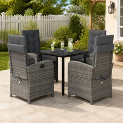 Friendly 5-Piece Grey Garden Dining Set with Cushions