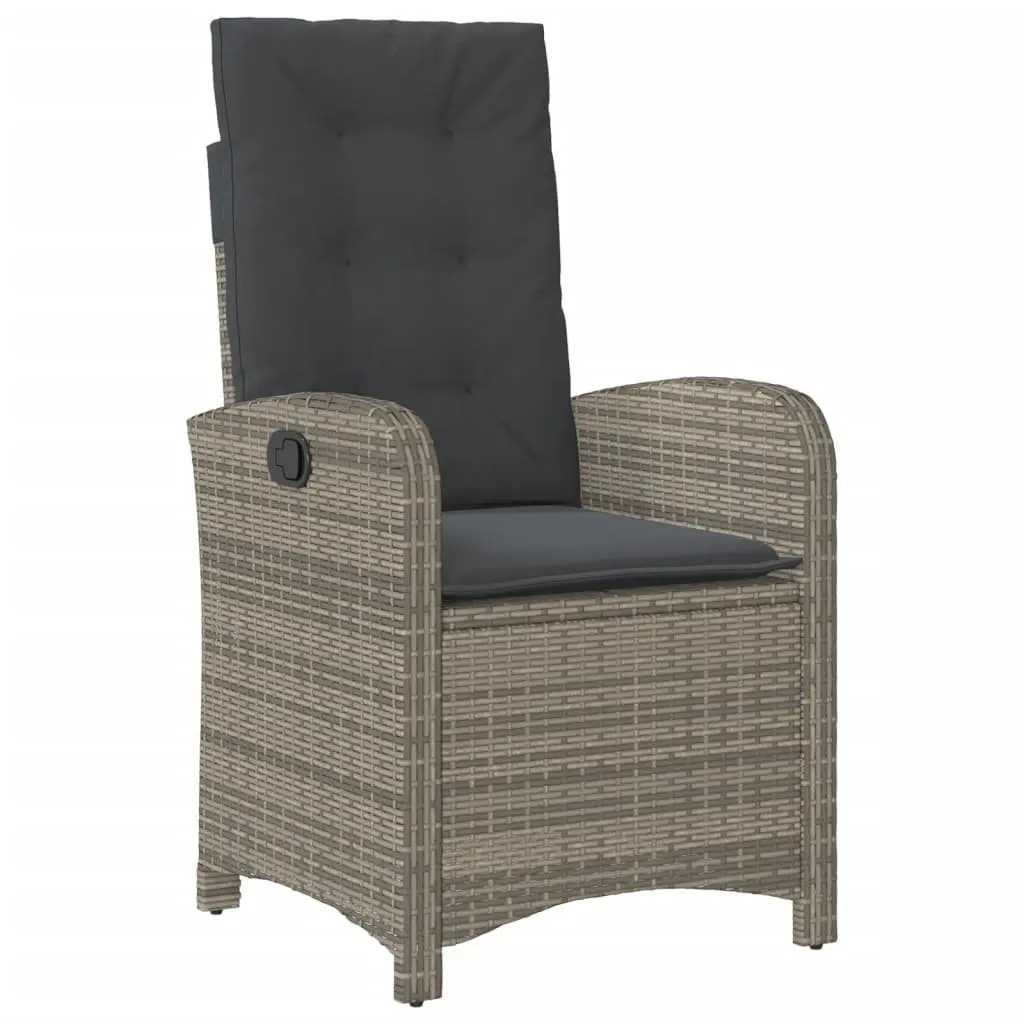 Garden Dining Set Grey Poly Rattan 5 Piece Outdoor Furniture with Cushions