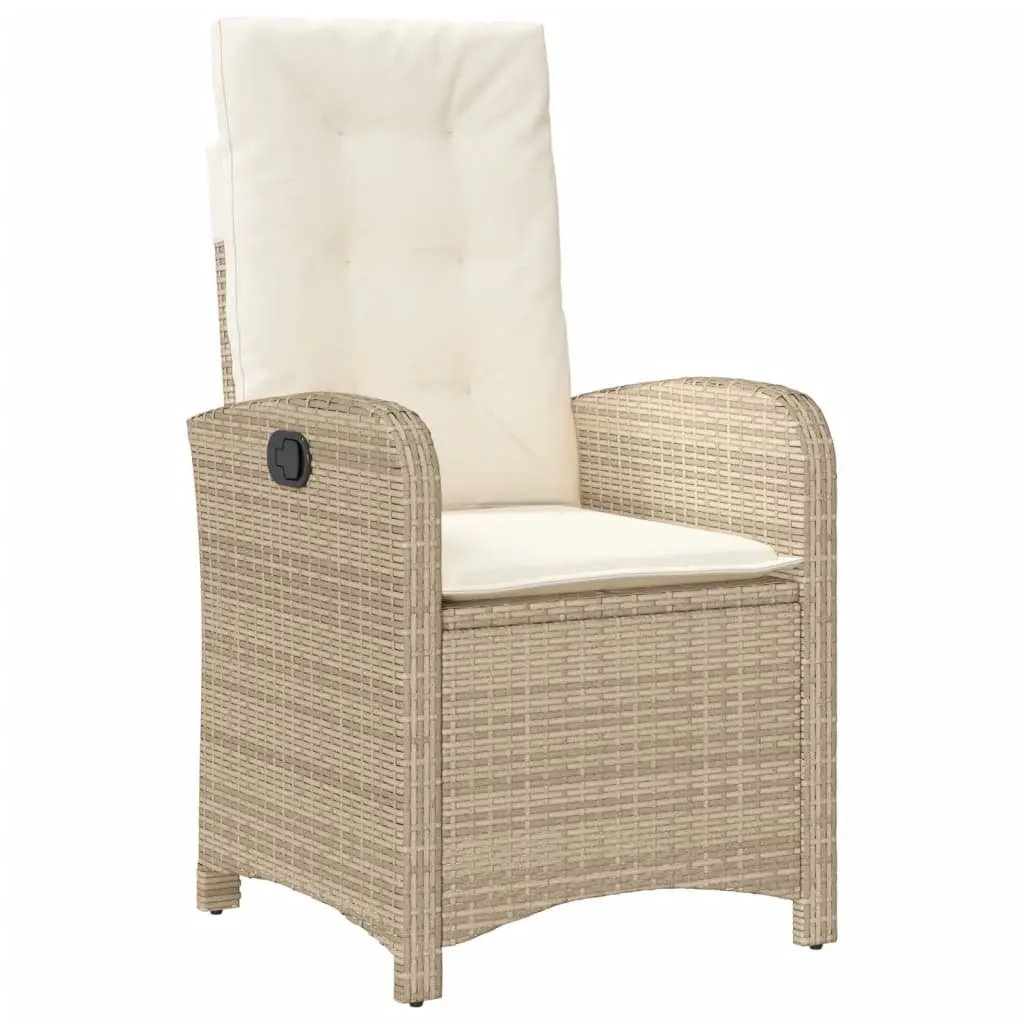 Garden Dining Set 3 Piece Beige Poly Rattan with Cushions