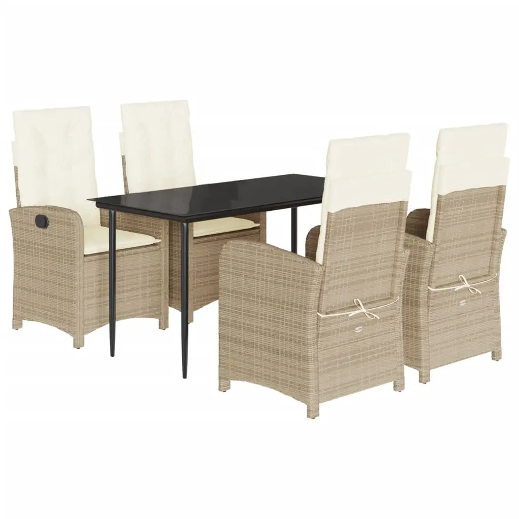 Garden Dining Set 5 Piece Outdoor Furniture Durable PE Rattan Beige