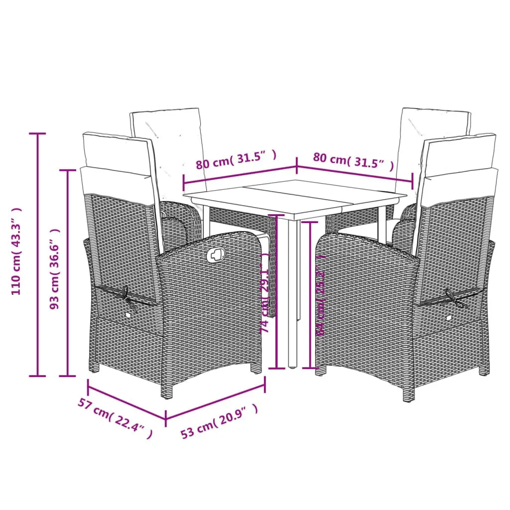 5 Piece Garden Dining Set