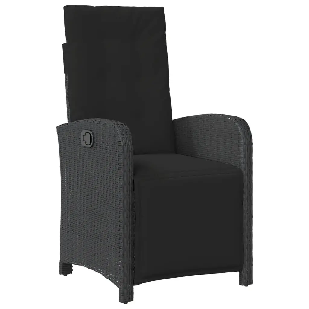 3 Piece Bistro Set Adjustable Black Poly Rattan Garden Furniture