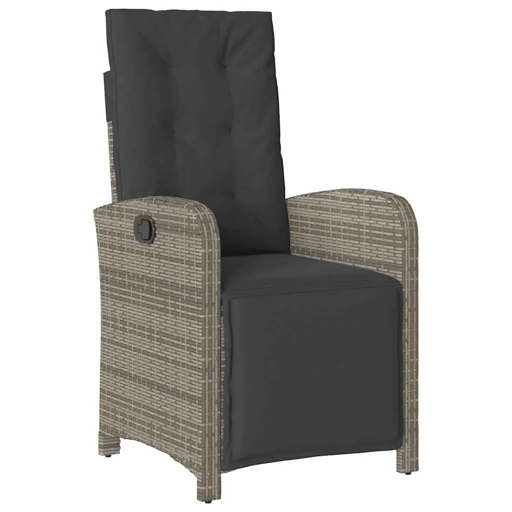 Garden Dining Set Grey Poly Rattan 5 Piece Outdoor Furniture Cushions Glass