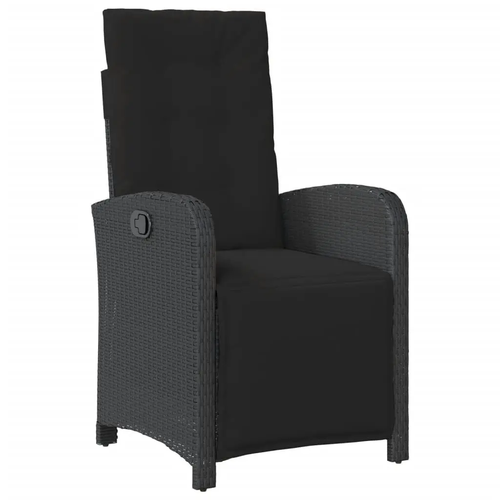 Garden Dining Set 7 Piece Outdoor Furniture Black Poly Rattan with Cushions