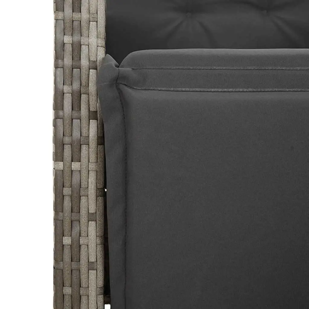 9 Piece Outdoor Patio Dining Set with Adjustable Backrest Grey Poly Rattan Cushions