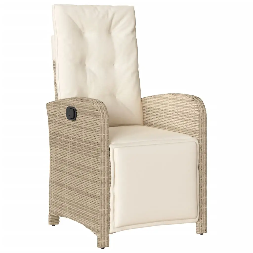 5 Piece Garden Dining Set Poly Rattan Beige with Cushions