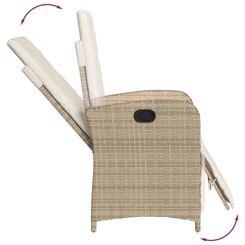 5 Piece Garden Dining Set Poly Rattan Beige with Cushions