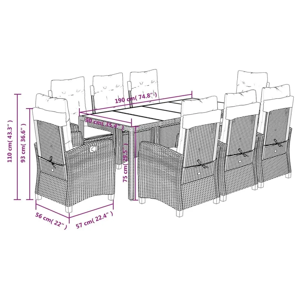 9 Piece Garden Dining Set