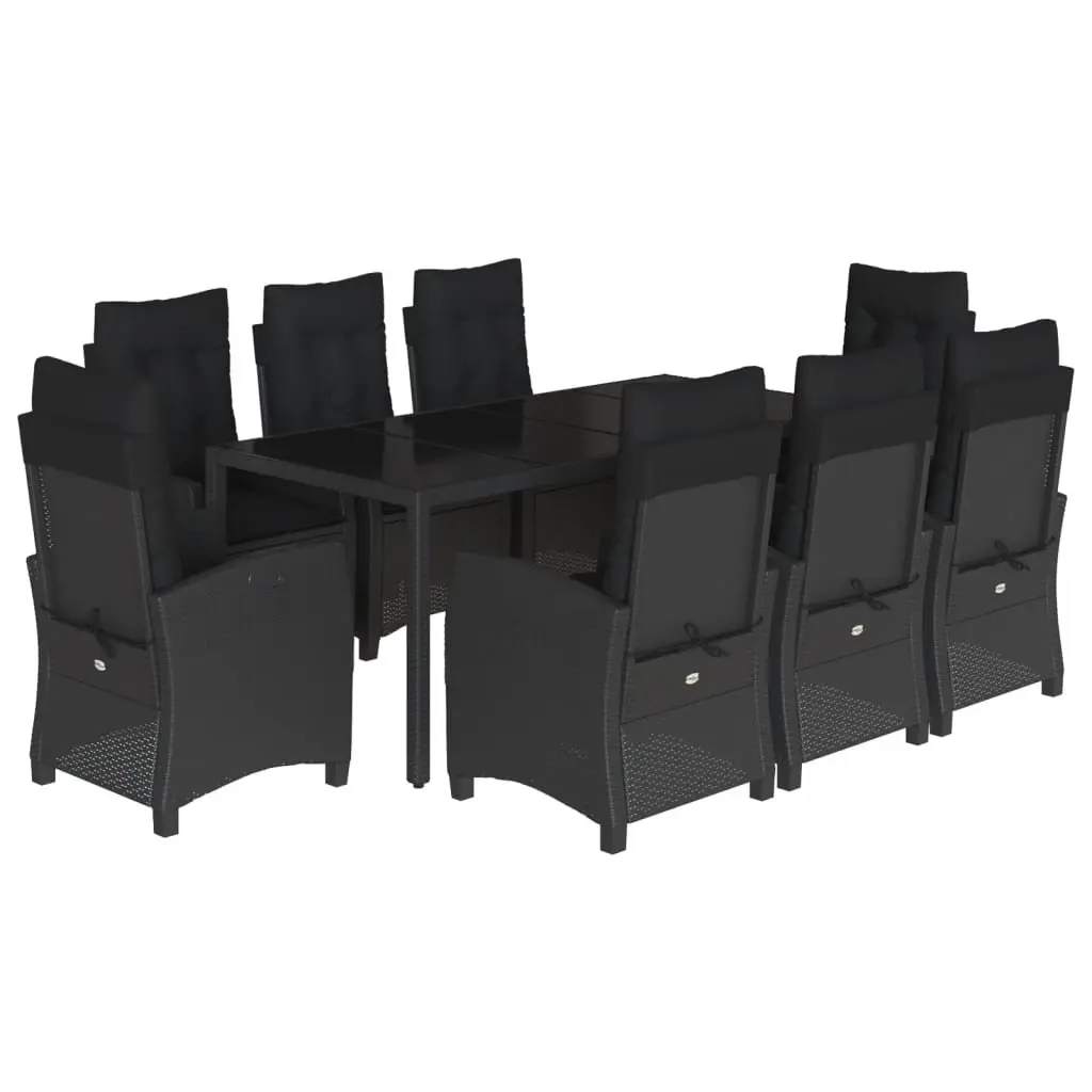 Garden Dining Set 9 Piece Outdoor Furniture Black Poly Rattan Chairs Table