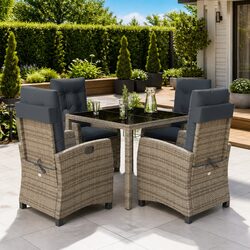 Enjoy Al Fresco Dining with This 5-Piece Grey Rattan Set