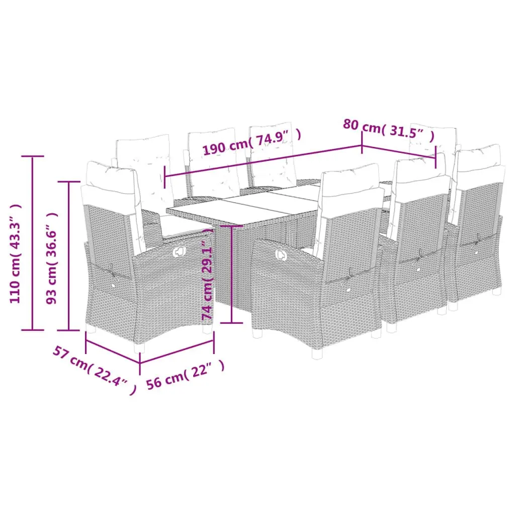 9 Piece Garden Dining Set
