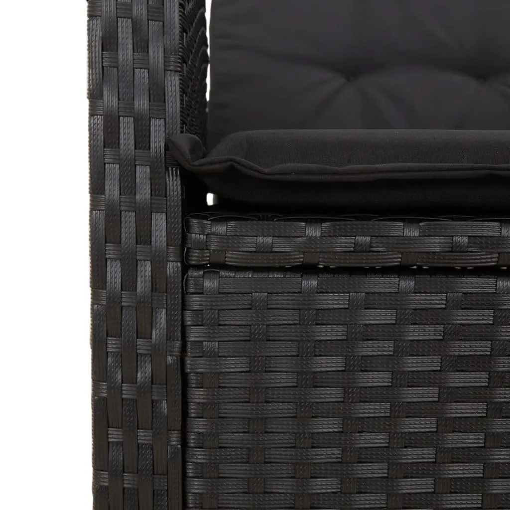 Outdoor Dining Set 5 Piece Adjustable Backrest Black Poly Rattan Chairs Table