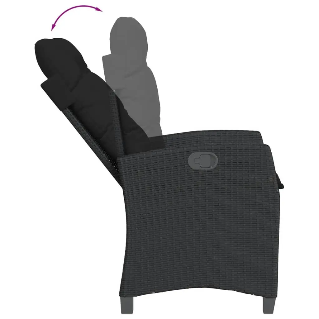 Garden Dining Set Adjustable Backrest 5 Piece Black Poly Rattan